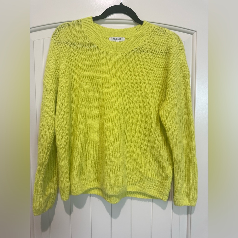Madewell Neon Lime Crewneck Knit Sweater